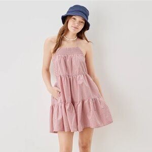 AE High-Neck Poplin Halter Mini Dress, Size, XXL